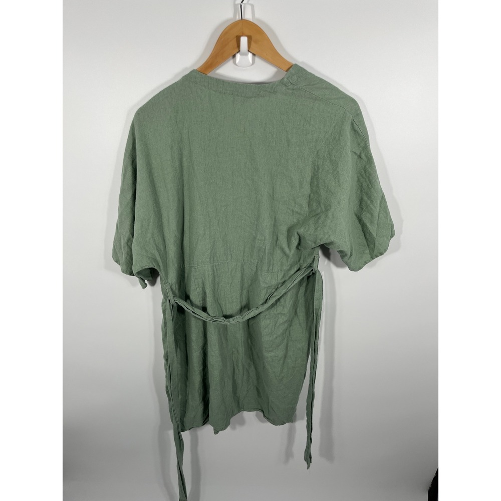 Womens Linen Blend Dress S Green Euro Summer Chic‎ Minimalist Capsule Resort - Picture 3 of 8